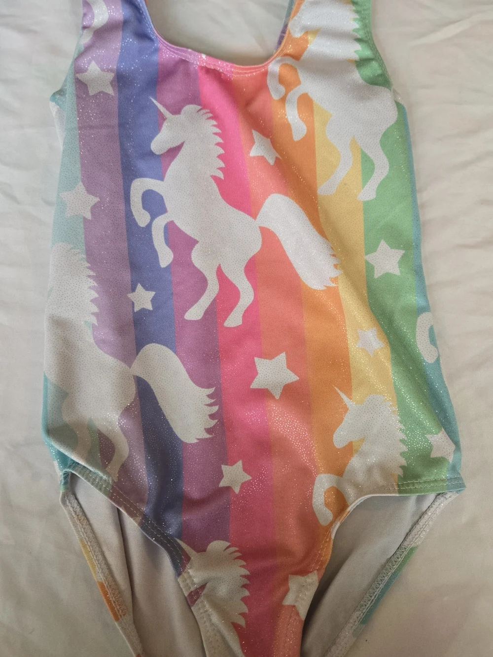 Source Unknown Rainbow Stripe Unicorn Kids One-Piece Swimsuit